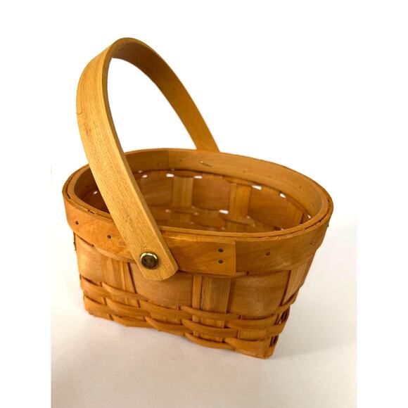 Vintage Basket Movable Handle 7x6 Longaberger Style Farmhouse Catch-all Storage - Picture 4 of 9